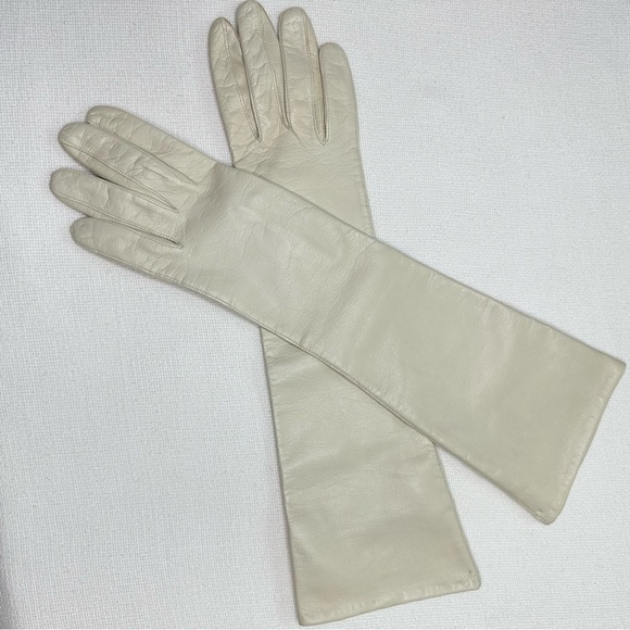 Vintage Silk-Lined Italian Kidskin Leather Elbow Gloves - Picture 1 of 16